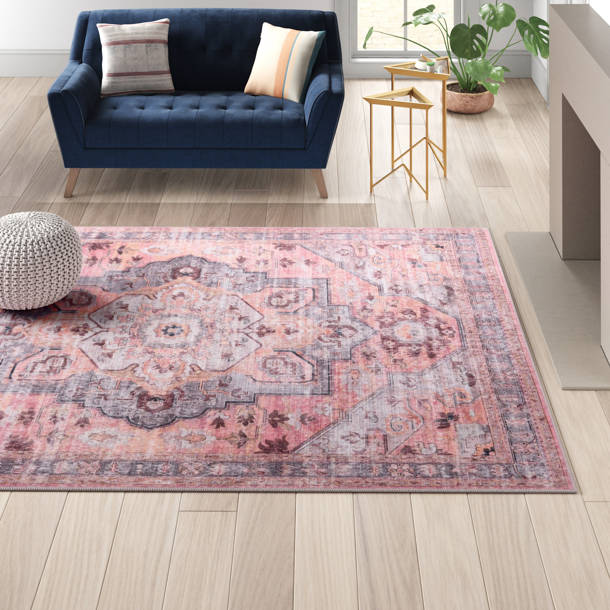 Mistana™ Engelman Chenille Beige/Pink Machine Washable Rug & Reviews